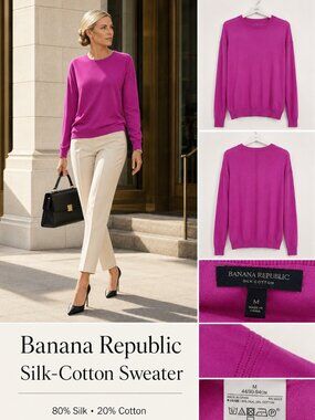 Banana Republic Fuchsia Silk Cotton Lightweight Sweater M